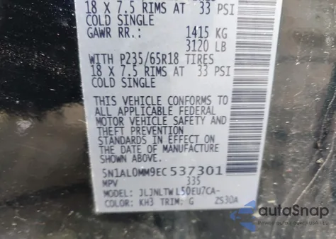 2014 Infiniti Qx60 from USA, damaged, VIN 5N1AL0MM9EC537301